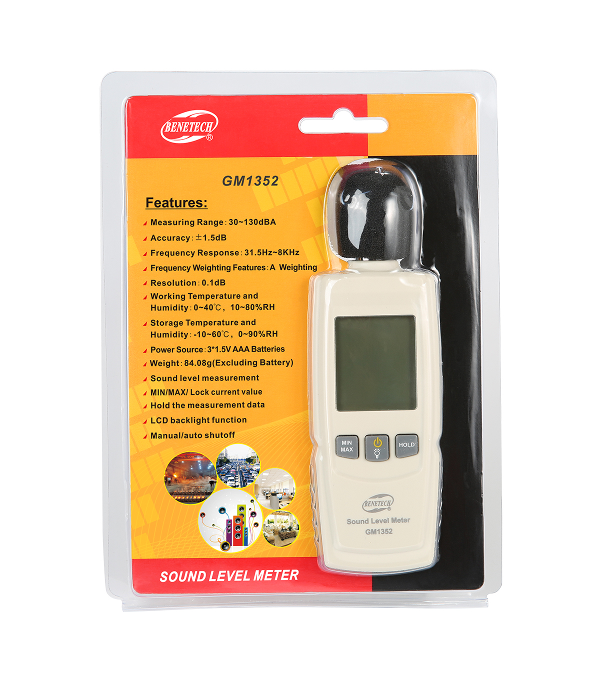 Guides barometric Pressure measurem GM1352 Sound Level Meter,Simple Readygo Temperature 