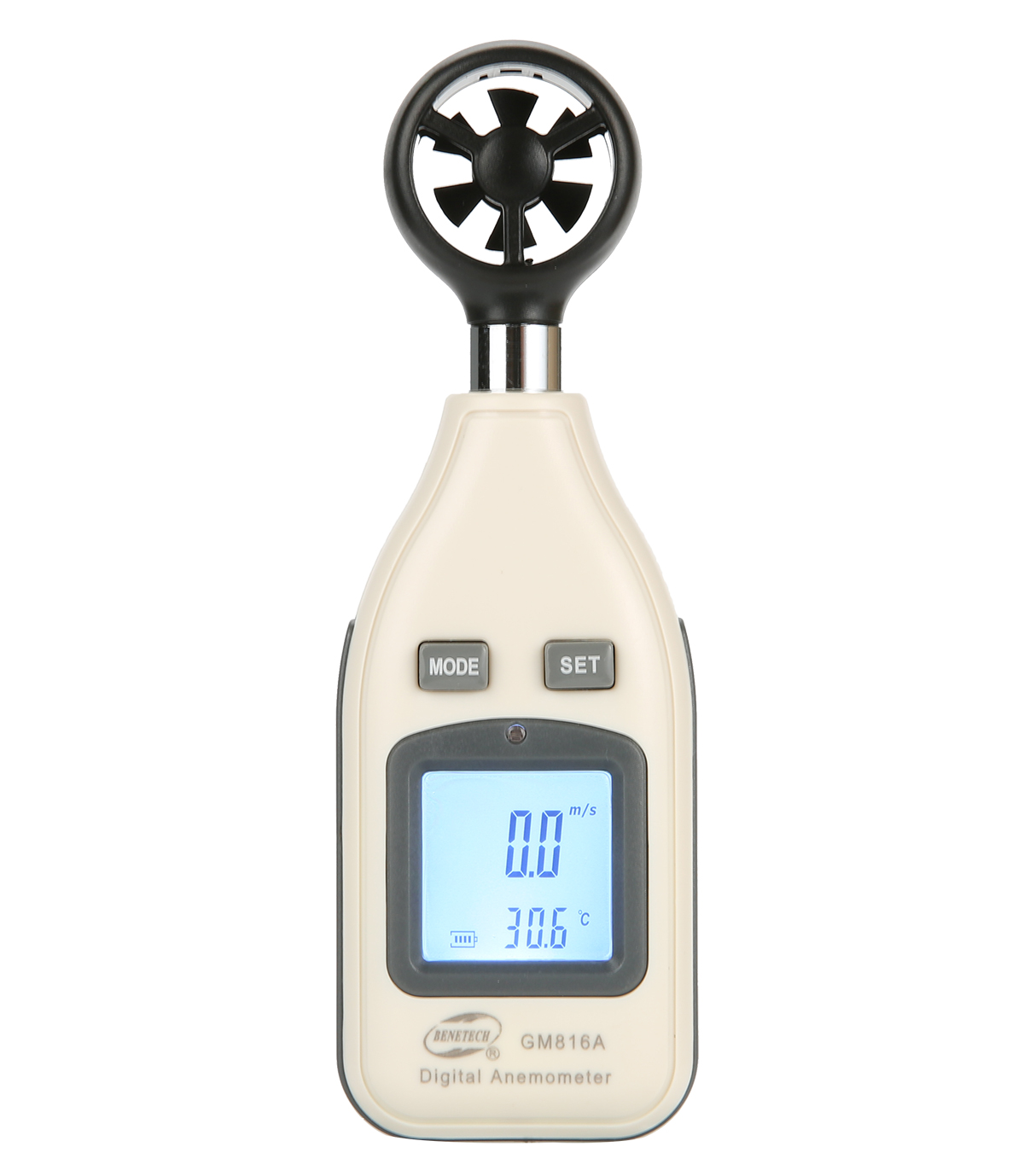 s Anemómetro Digital de Alta Precisión Pantalla LCD Portátil Medidor de Temperatura del Viento Medidor de Temperatura del Aire Topker GM816A 0 ~ 30 m 