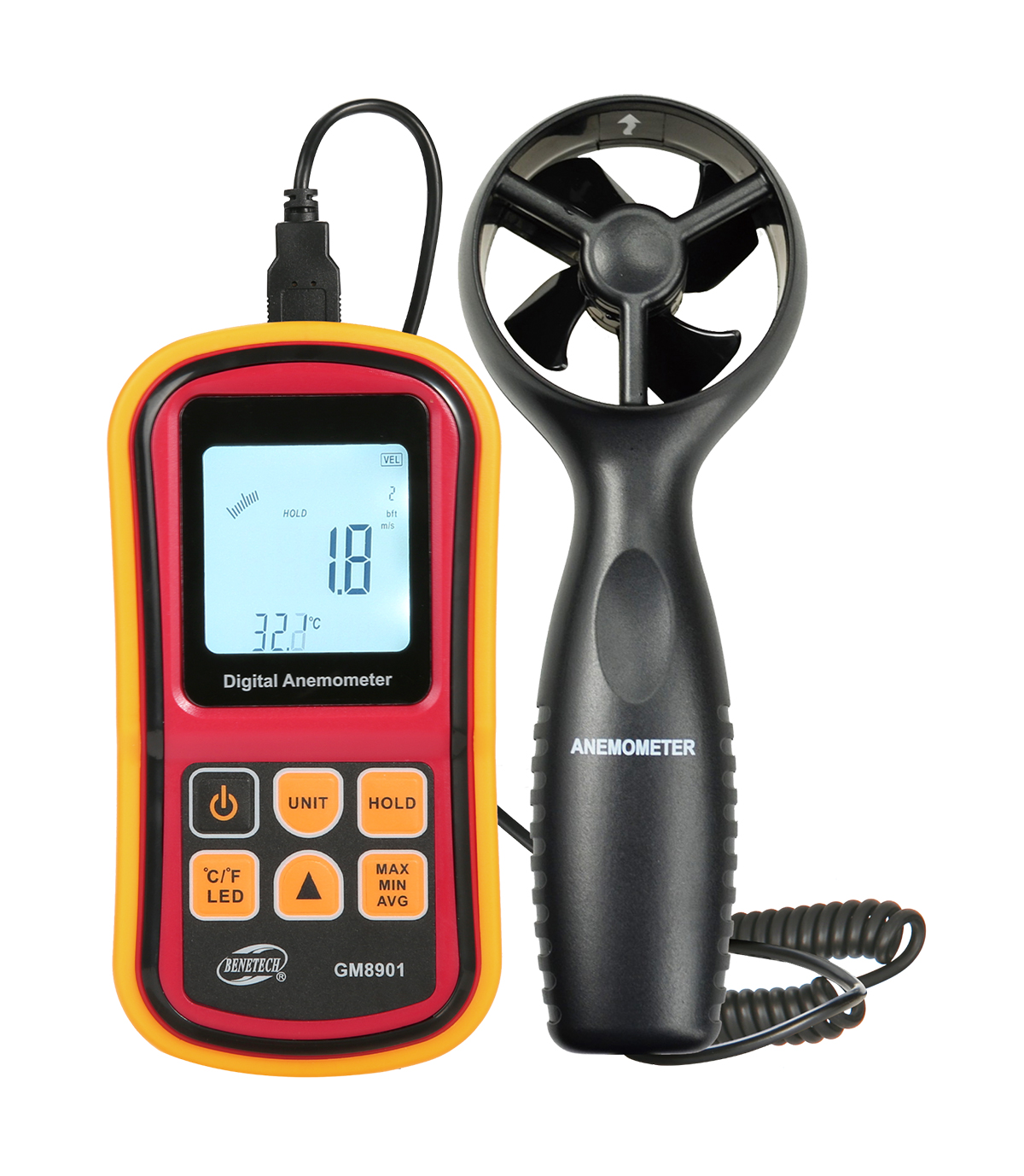LUCKYYAN GM8901 Digital Wind Speed Air Volume Meter Anemometer Handheld with Data Logger and Carry Case