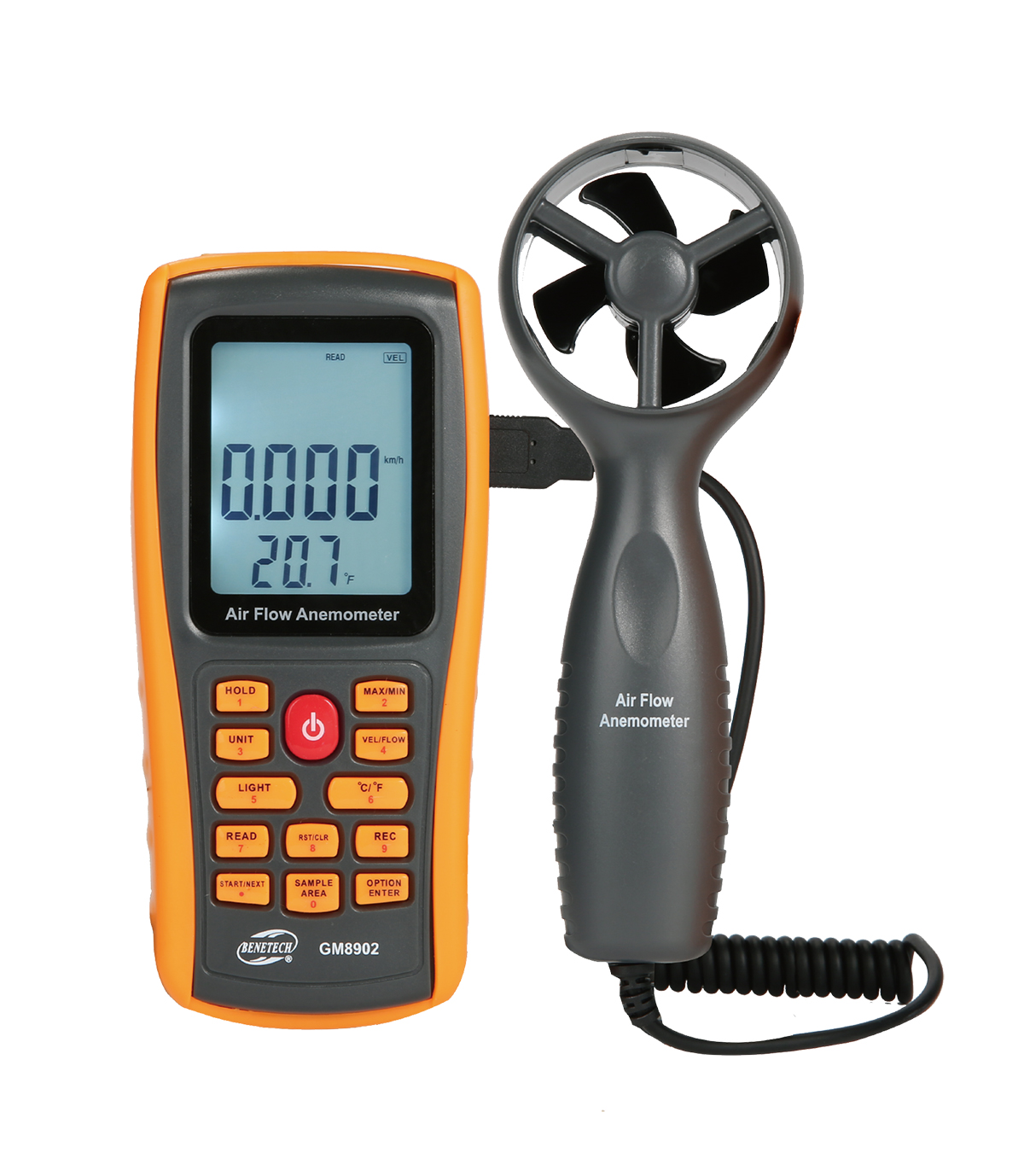 Edition : GM8902 KANJJ-YU Digital Anemometer GM 8902 Wind Speed Air Temperature Measurement High Precision Measurement Easy Compact Portable LCD with Back Light Probe 